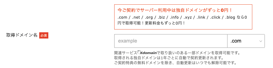 エックスサーバー ドメイン取得画像